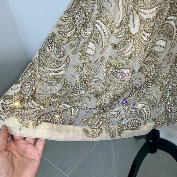 Beautiful Sequin, Bead And Rhinestone Indian Salwar Kameez/ Kaftan/Saree Size 6 - Picture 7 of 12